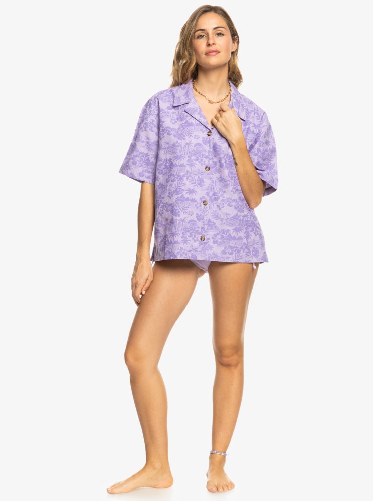 Chemises Roxy Surf.Kind.Kate. Corta Sleeve Violette Rose Femme | RWB-46066269