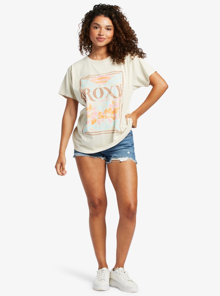 T Shirts Roxy Rays Oversized Blanche Femme | LAM-38445326