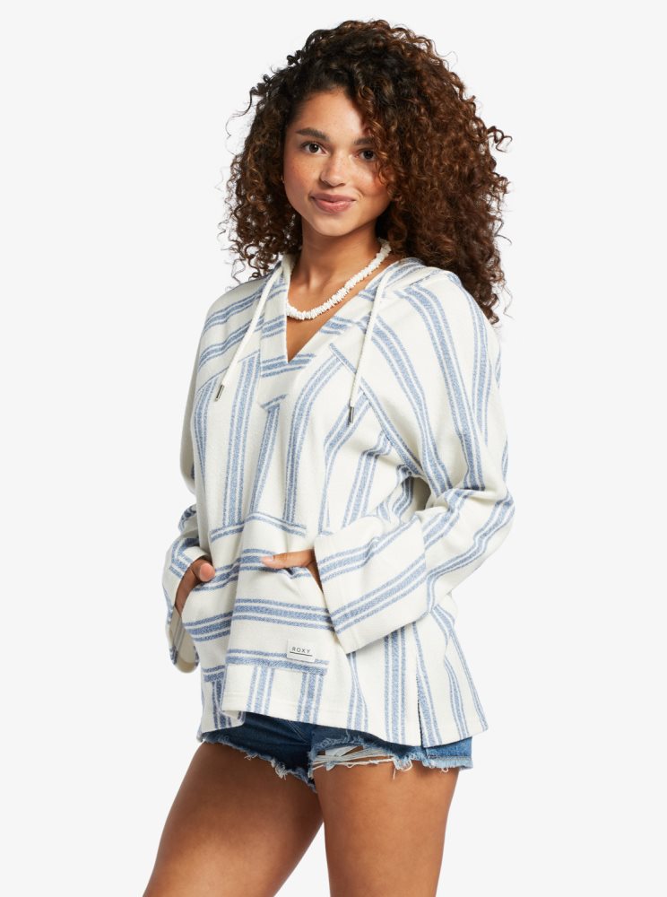 Sweat à Capuche Roxy Wild And Free Poncho Style Stripes Femme | FCF-96692722