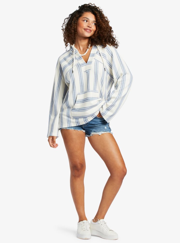 Sweat à Capuche Roxy Wild And Free Poncho Style Stripes Femme | FCF-96692722