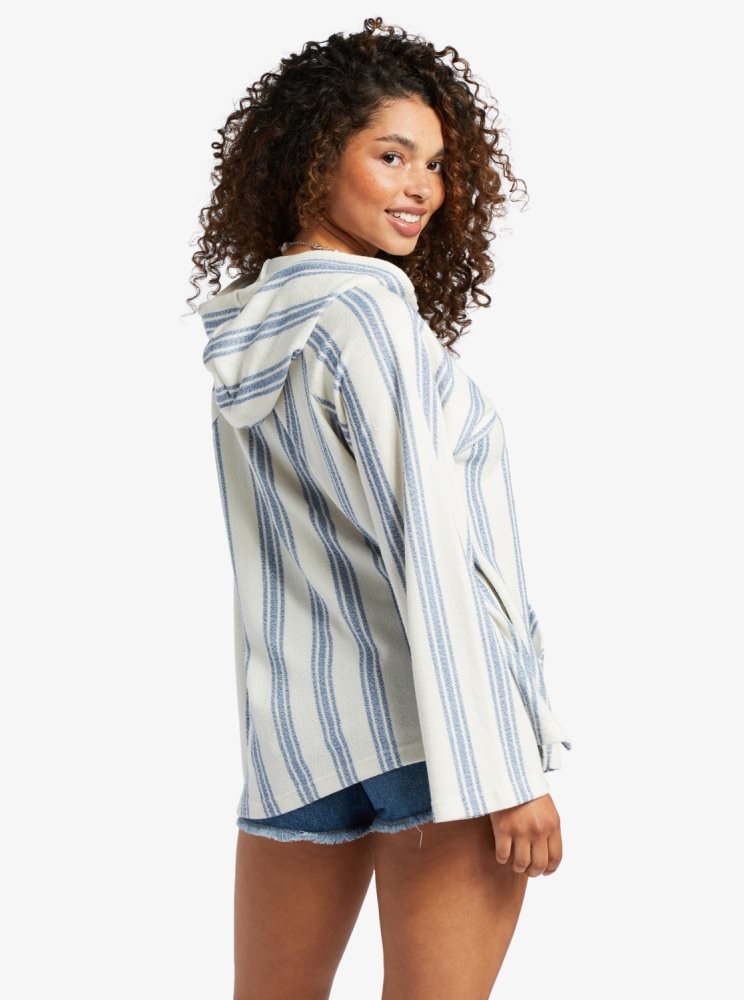 Sweat à Capuche Roxy Wild And Free Poncho Style Stripes Femme | FCF-96692722