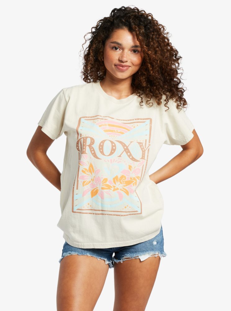 T Shirts Roxy Rays Oversized Blanche Femme | LAM-38445326