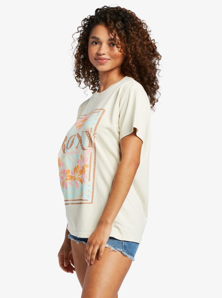 T Shirts Roxy Rays Oversized Blanche Femme | LAM-38445326