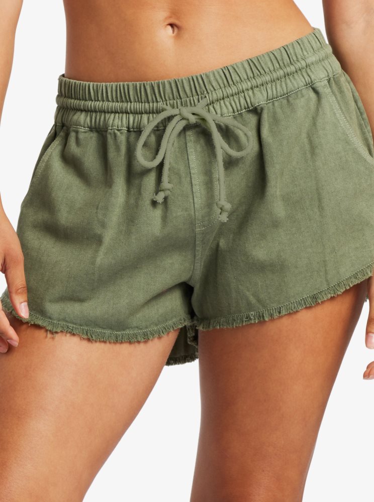 Shorts Roxy Scenic Route Elastic Vert Foncé Femme | TWA-26257233