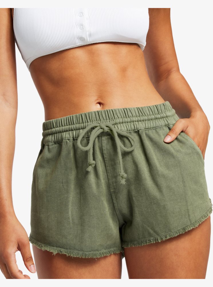 Shorts Roxy Scenic Route Elastic Vert Foncé Femme | TWA-26257233