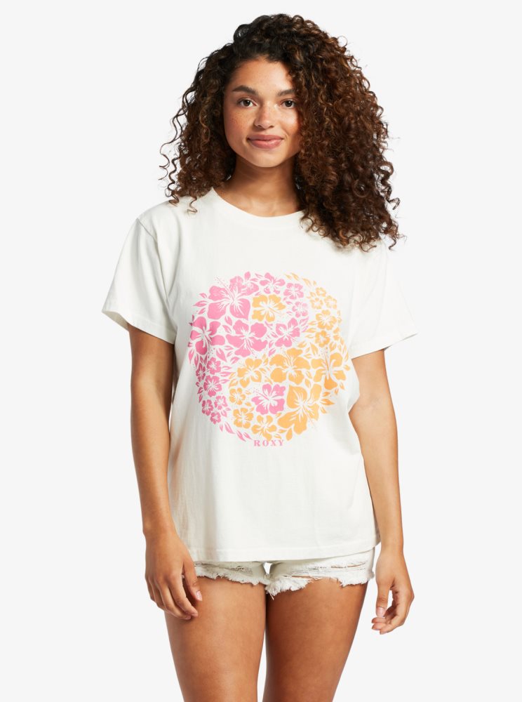 T Shirts Roxy Yang World Oversized Blanche Femme | RAX-45591737