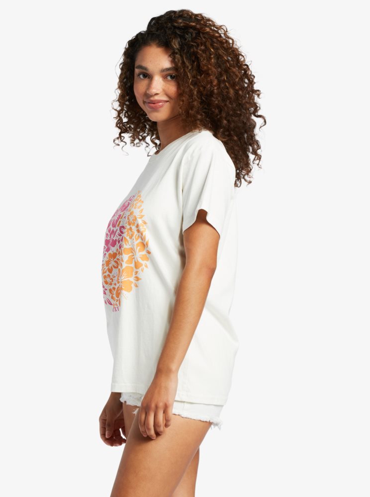 T Shirts Roxy Yang World Oversized Blanche Femme | RAX-45591737