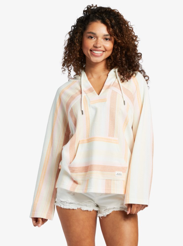 Sweat à Capuche Roxy Wild And Free Poncho Style Stripes Femme | UYB-92941172