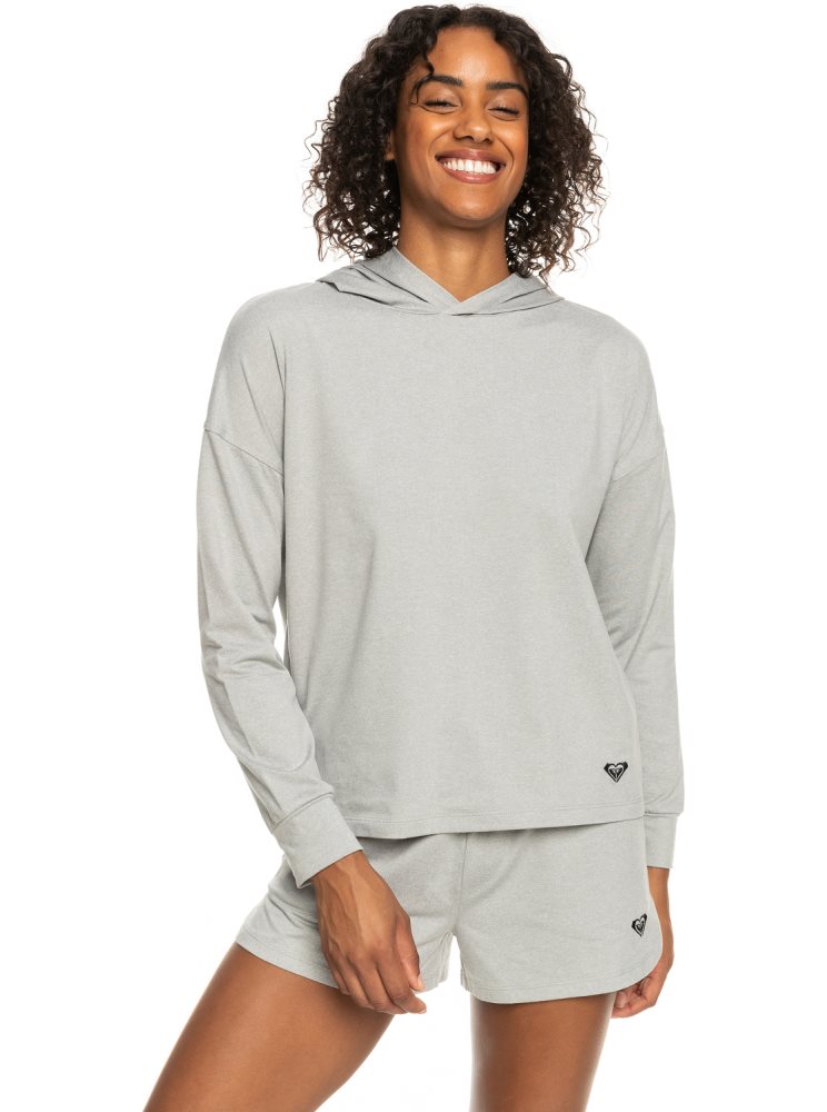 Sweat à Capuche Roxy Naturally Active Grise Femme | DQS-02197391