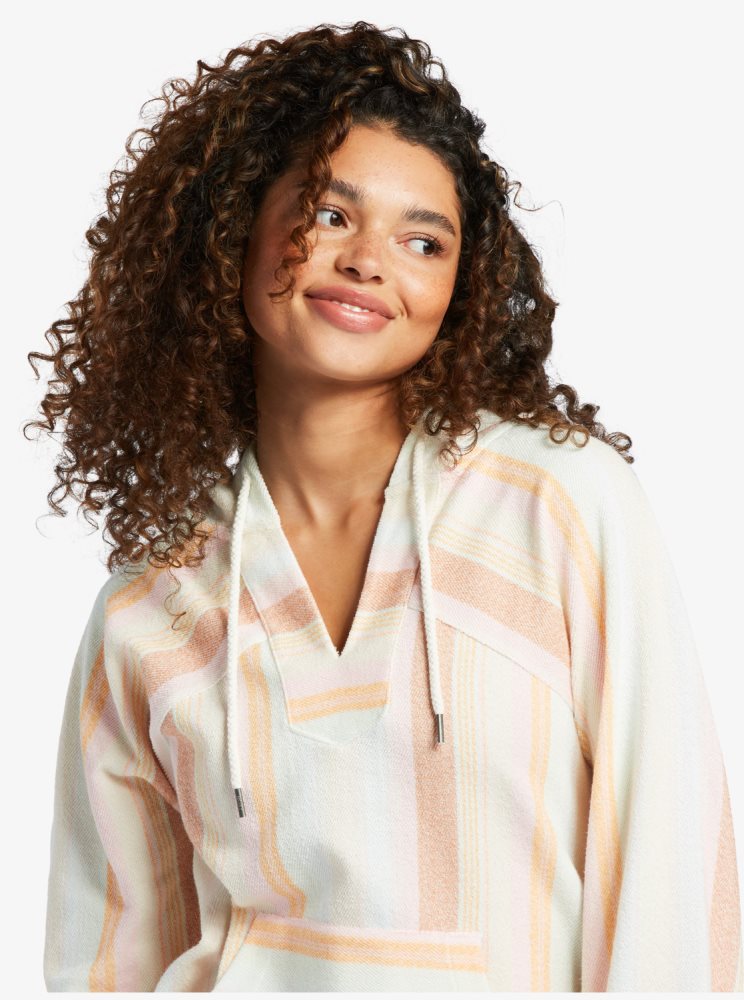 Sweat à Capuche Roxy Wild And Free Poncho Style Stripes Femme | UYB-92941172