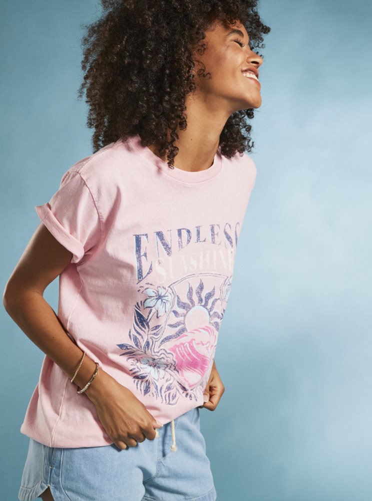 T Shirts Roxy Endless Sunshine Oversized Rose Femme | VEJ-28586608