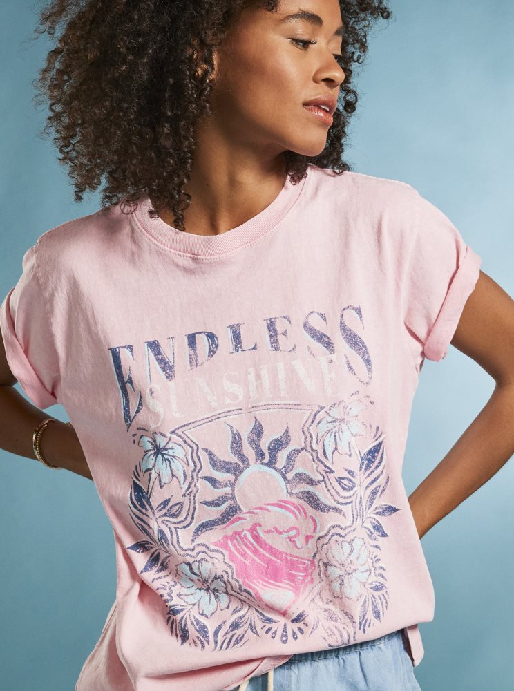 T Shirts Roxy Endless Sunshine Oversized Rose Femme | VEJ-28586608