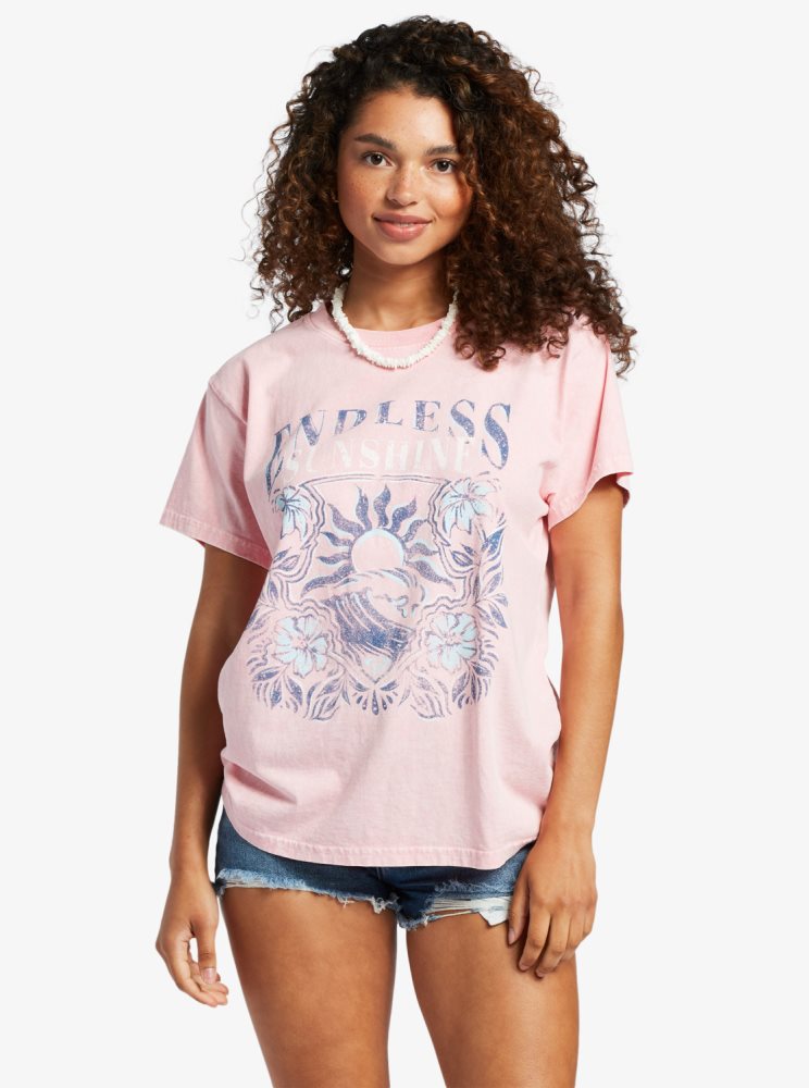 T Shirts Roxy Endless Sunshine Oversized Rose Femme | VEJ-28586608