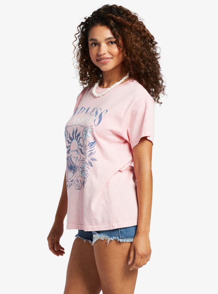 T Shirts Roxy Endless Sunshine Oversized Rose Femme | VEJ-28586608