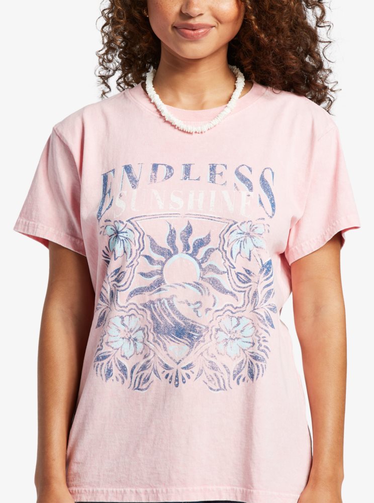 T Shirts Roxy Endless Sunshine Oversized Rose Femme | VEJ-28586608