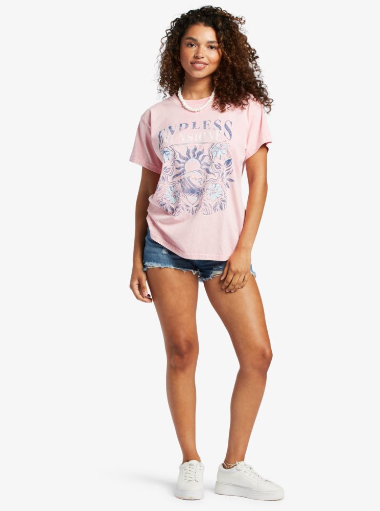 T Shirts Roxy Endless Sunshine Oversized Rose Femme | VEJ-28586608