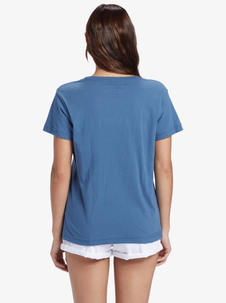 T Shirts Roxy Mountain Day Oversized Bleu Femme | OGK-60322127