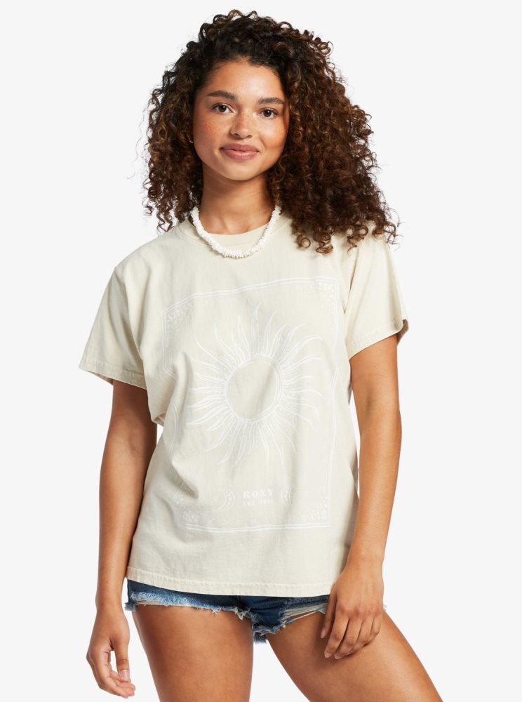 T Shirts Roxy Celeste Oversized Blanche Femme | BLT-87620268