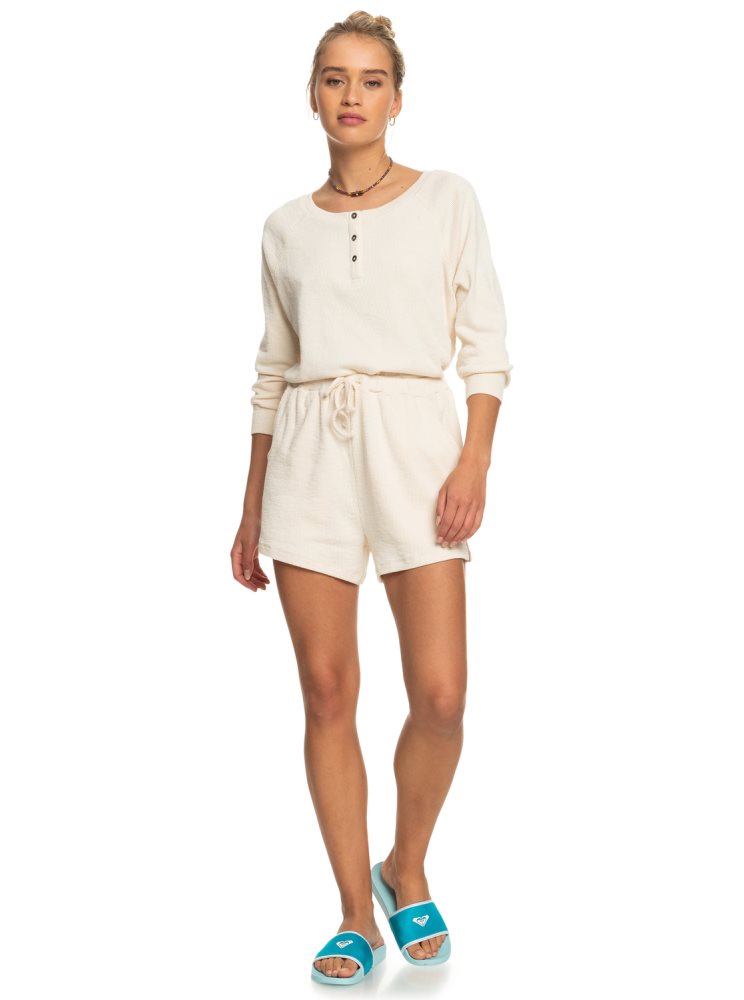 Shorts Roxy Sand Path Elastic Taille Blanche Femme | KUP-87630488