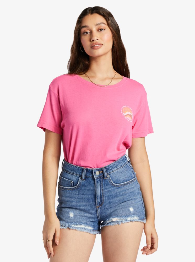 T Shirts Roxy Made Of Sunshine Oversized Rose Femme | OPN-96763947