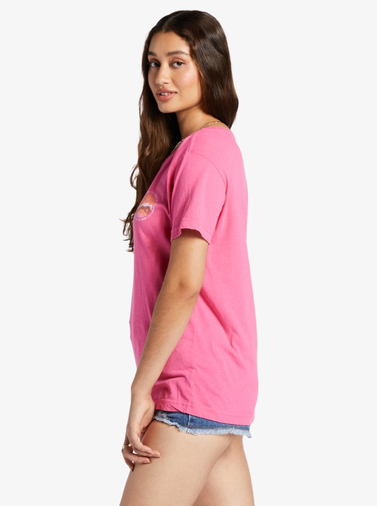 T Shirts Roxy Made Of Sunshine Oversized Rose Femme | OPN-96763947