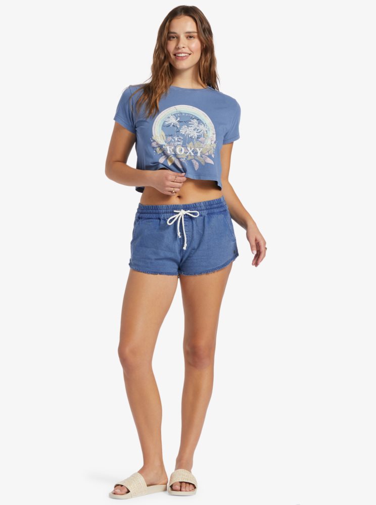 Shorts Roxy Scenic Route Elastic Bleu Femme | UYD-28543643