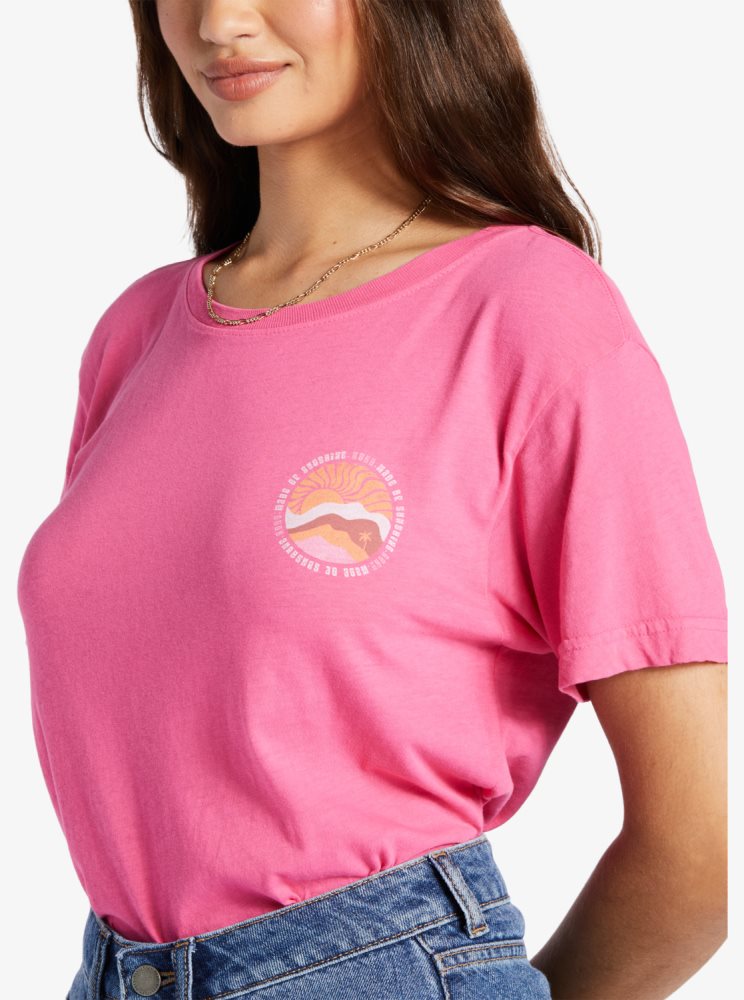 T Shirts Roxy Made Of Sunshine Oversized Rose Femme | OPN-96763947