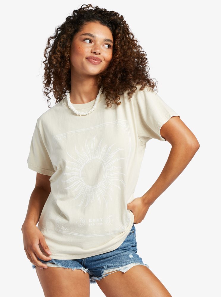 T Shirts Roxy Celeste Oversized Blanche Femme | BLT-87620268