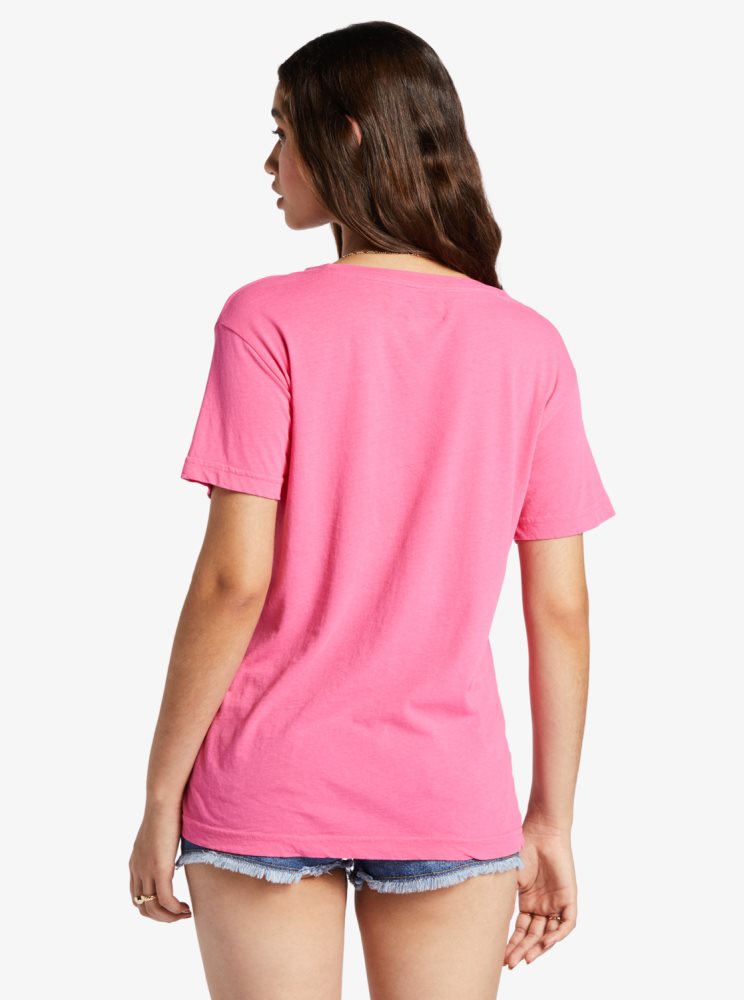 T Shirts Roxy Made Of Sunshine Oversized Rose Femme | OPN-96763947