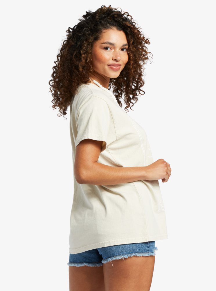 T Shirts Roxy Celeste Oversized Blanche Femme | BLT-87620268