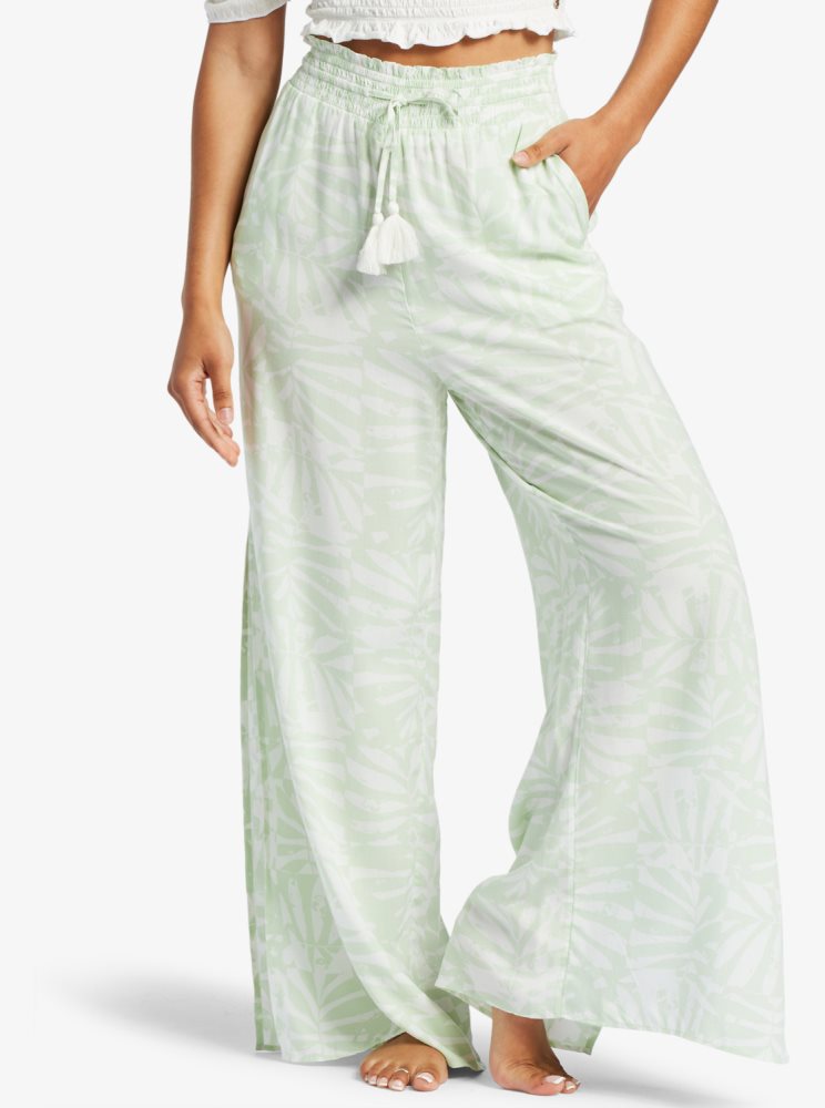 Pantalon Roxy Tropical Rhythm Beachy Blanche Vert Femme | HYG-33554567