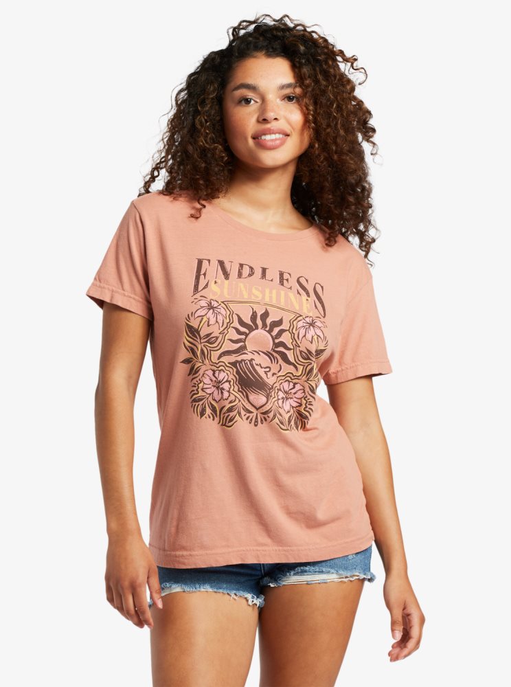 T Shirts Roxy Endless Sunshine Oversized Rose Femme | BSX-13207375