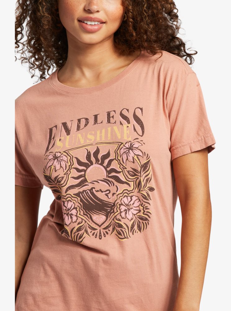 T Shirts Roxy Endless Sunshine Oversized Rose Femme | BSX-13207375