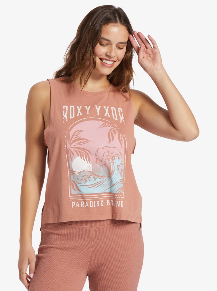 T Shirts Roxy Paradise View Sans Manches Rose Femme | EFL-81263607