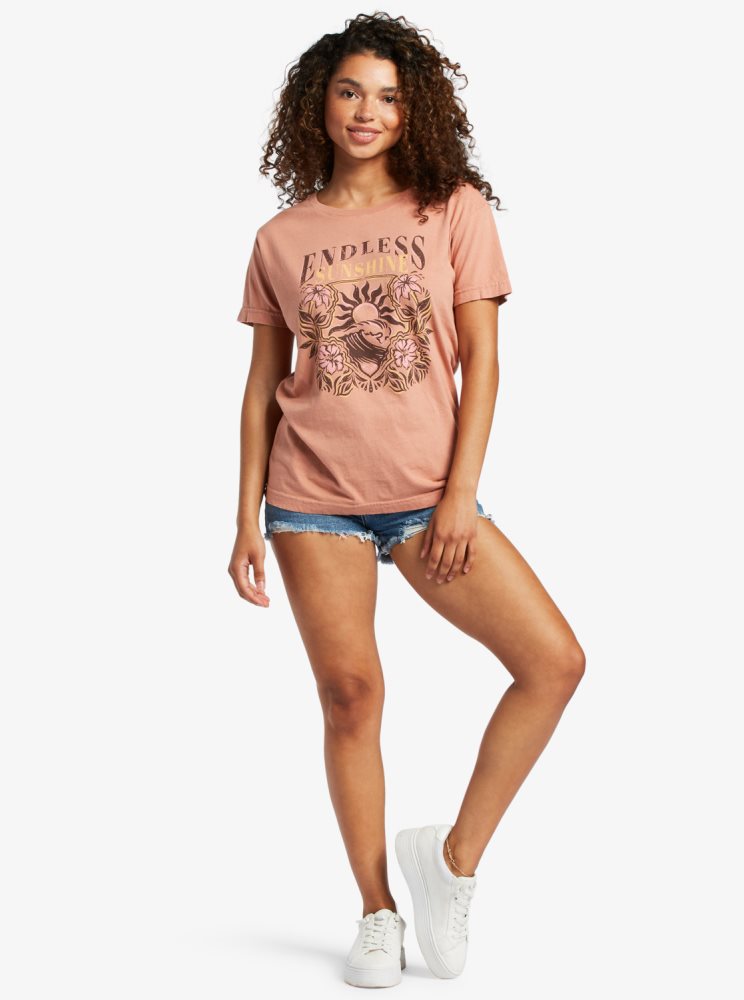 T Shirts Roxy Endless Sunshine Oversized Rose Femme | BSX-13207375