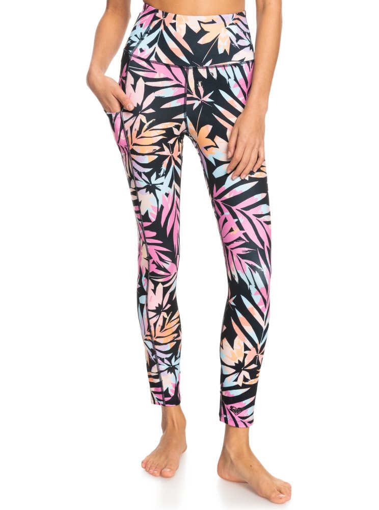 Leggings Roxy Heart Into It Technical Grise Foncé Vert Femme | FFG-72223191