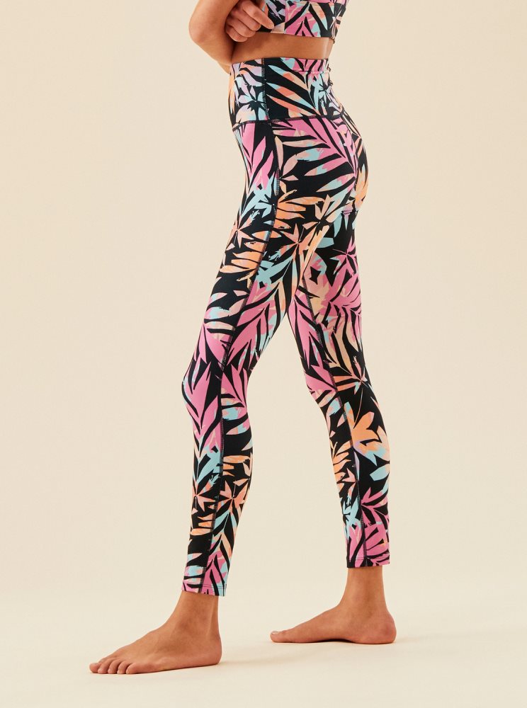 Leggings Roxy Heart Into It Technical Grise Foncé Vert Femme | FFG-72223191