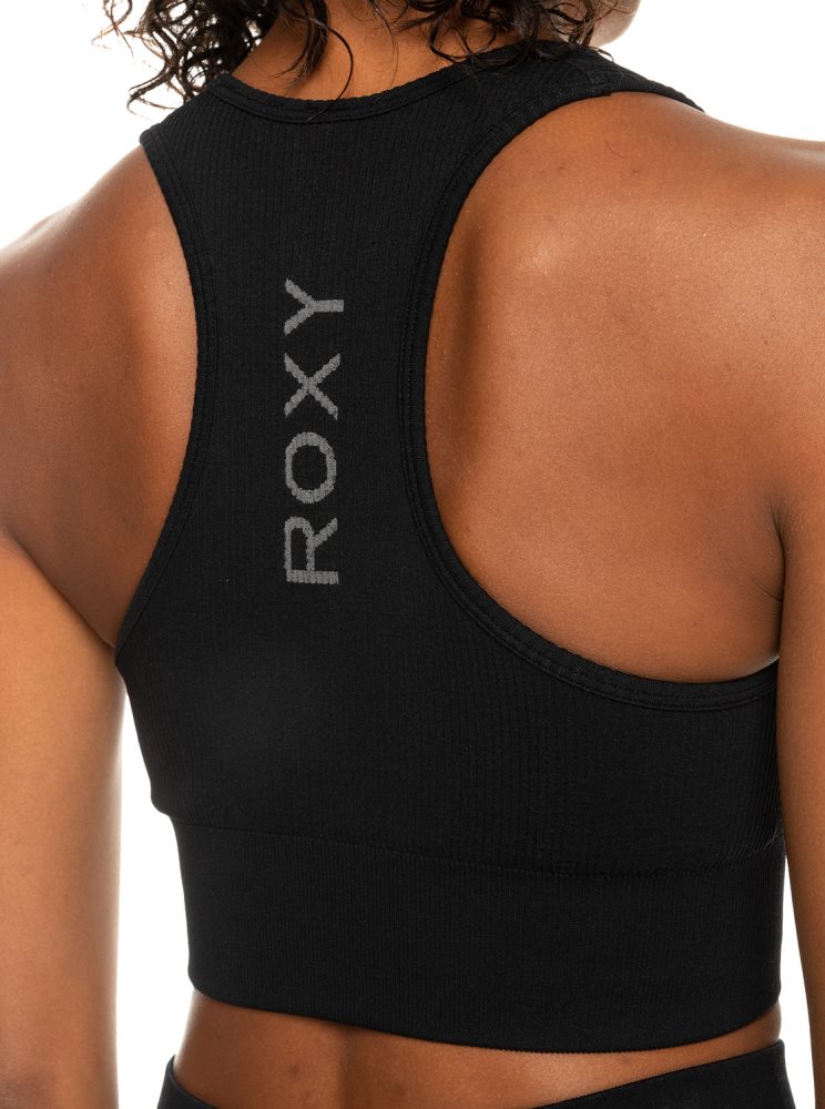 Soutien Gorge Sport Roxy Leave A Little Love Rib Noir Femme | VQE-08814969