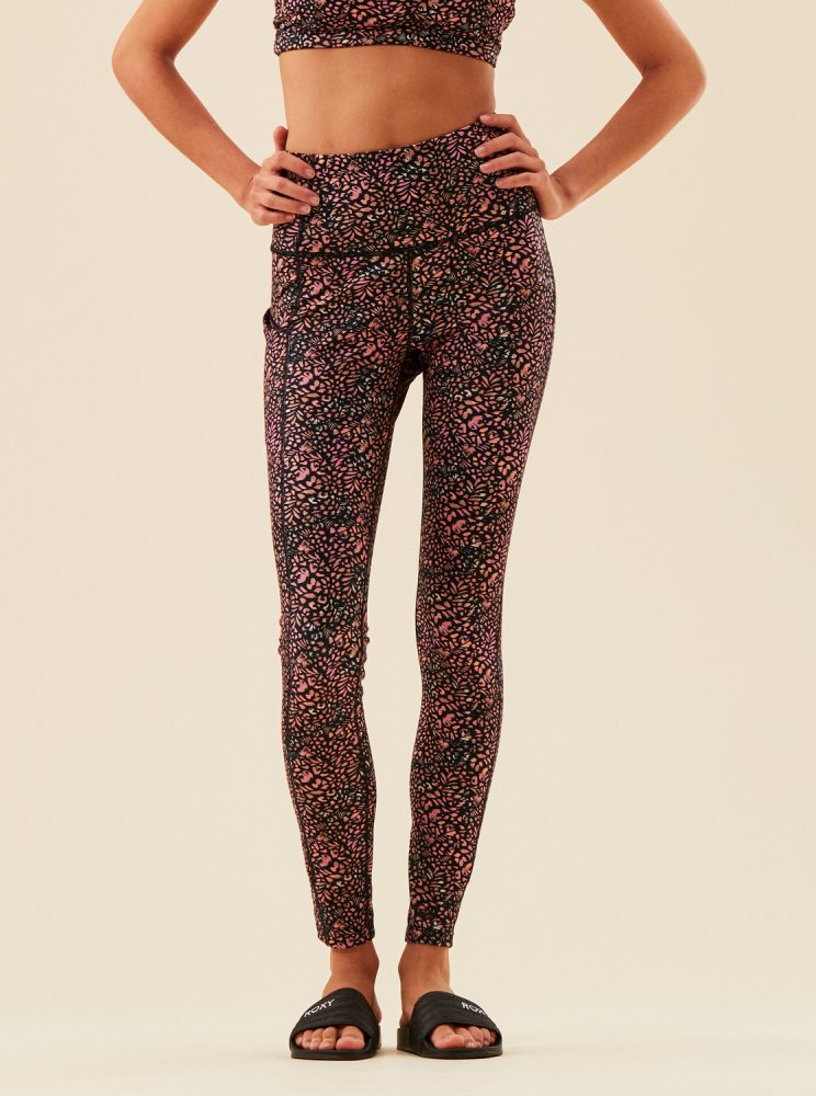 Leggings Roxy Heart Into It Technical Noir Multicolore Femme | GXD-27841127