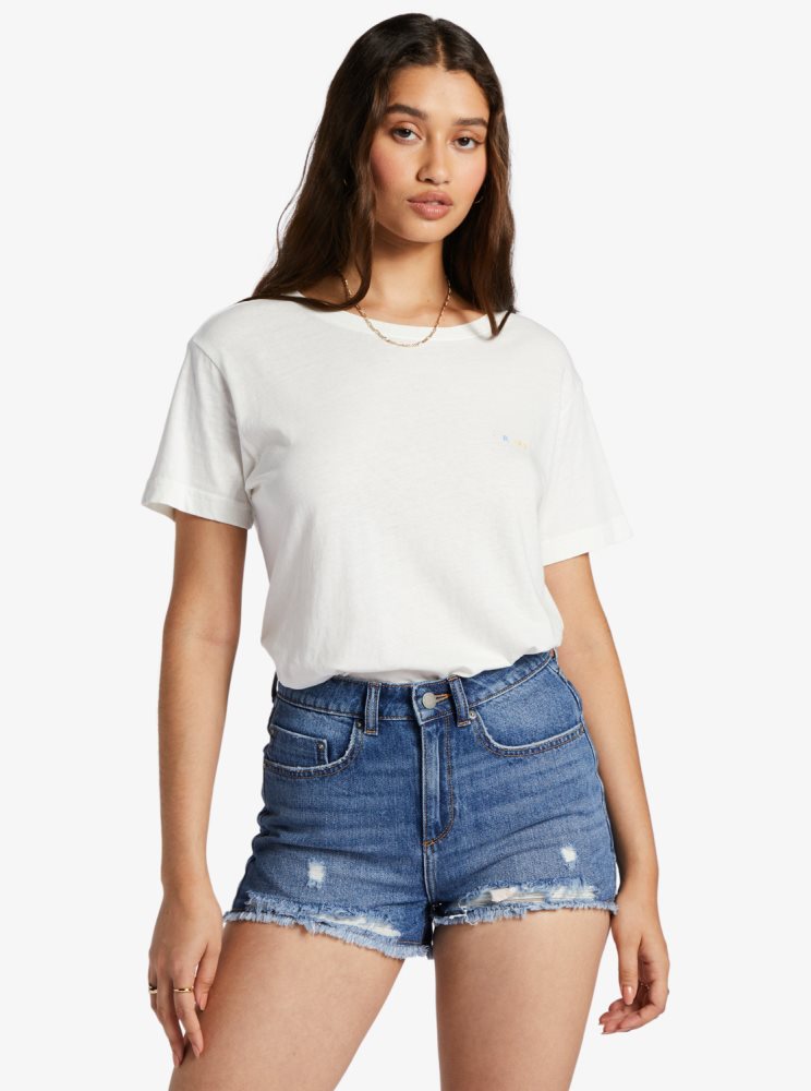 T Shirts Roxy Throwback Oversized Blanche Femme | XHP-02803840