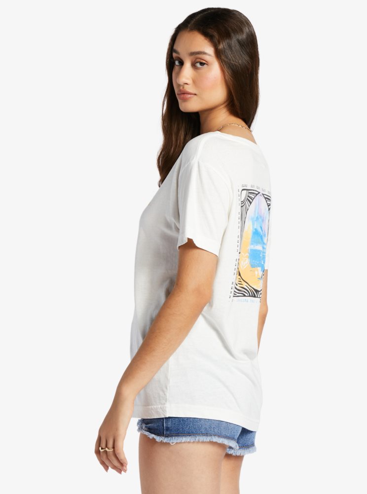 T Shirts Roxy Throwback Oversized Blanche Femme | XHP-02803840