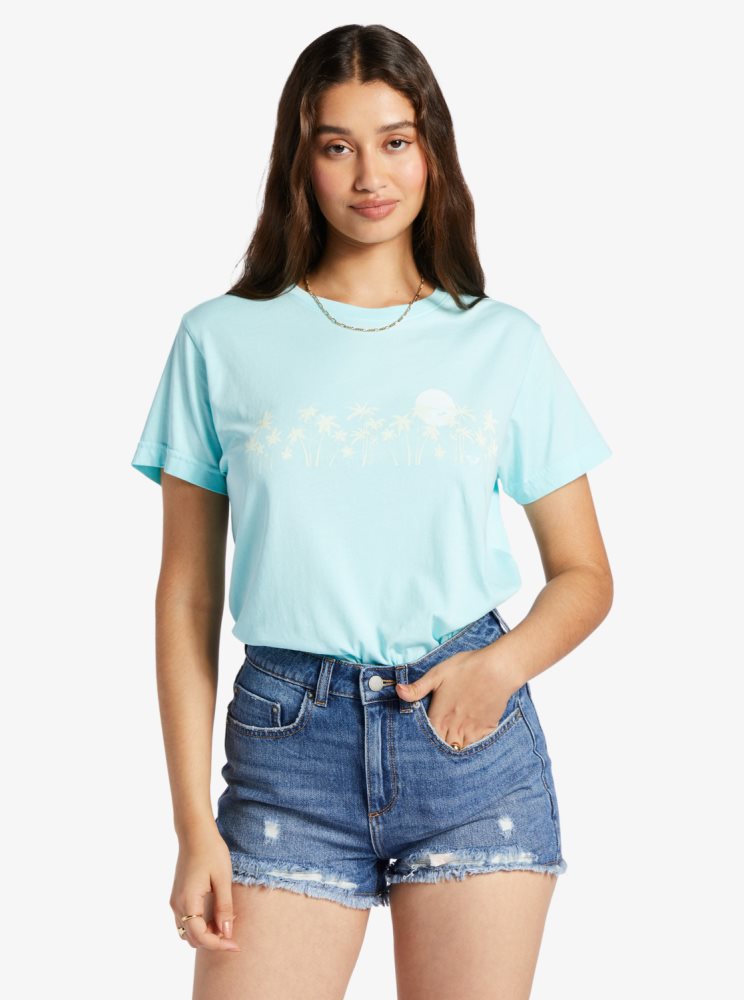 T Shirts Roxy Linedance Oversized Bleu Femme | PTO-37547495