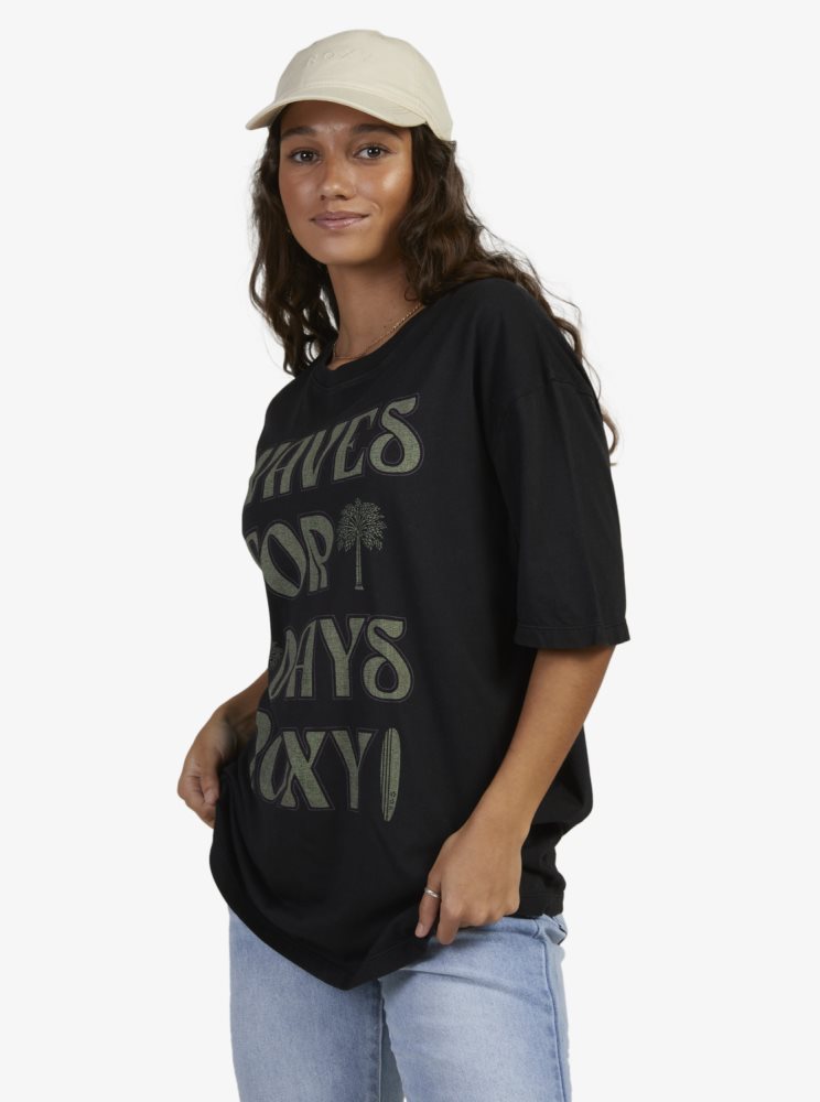 T Shirts Roxy Barracuda Oversized Grise Foncé Femme | SRP-36516949