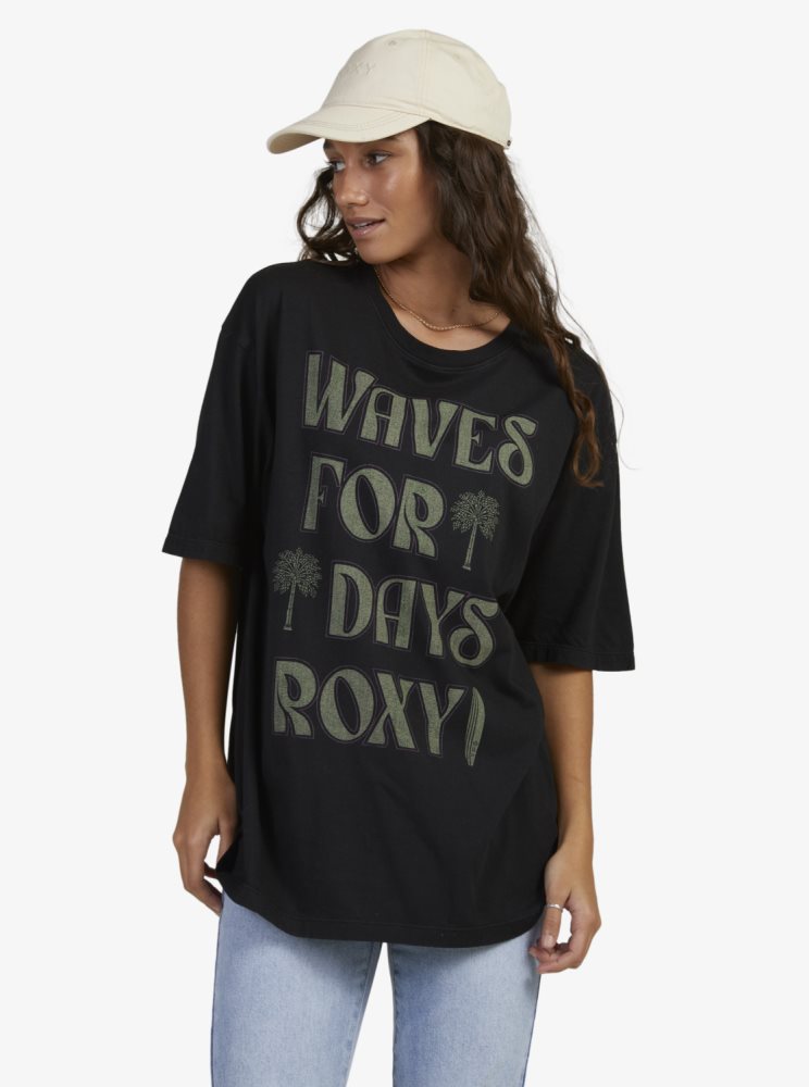 T Shirts Roxy Barracuda Oversized Grise Foncé Femme | SRP-36516949