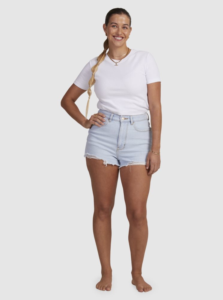 Shorts Roxy Eva Denim Bleu Clair Femme | SXO-75414634