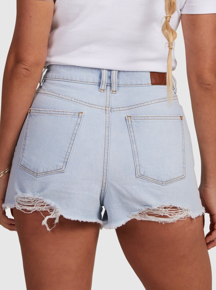 Shorts Roxy Eva Denim Bleu Clair Femme | SXO-75414634