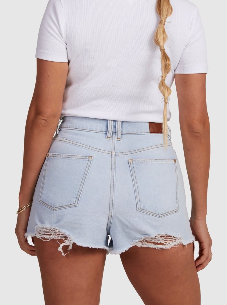 Shorts Roxy Eva Denim Bleu Clair Femme | SXO-75414634