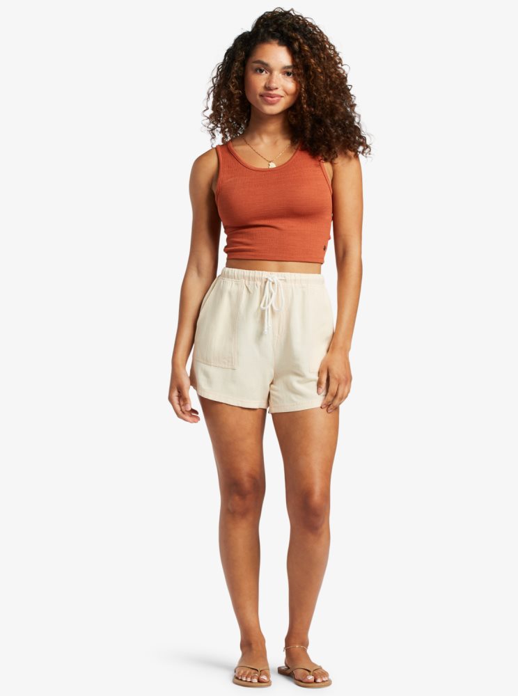 Shorts Roxy Sand And Sea Elastic Taille Beige Femme | UIT-32716685