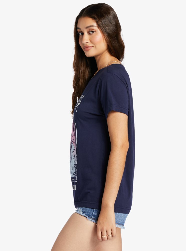 T Shirts Roxy Paradise View Oversized Indigo Femme | OED-51460257