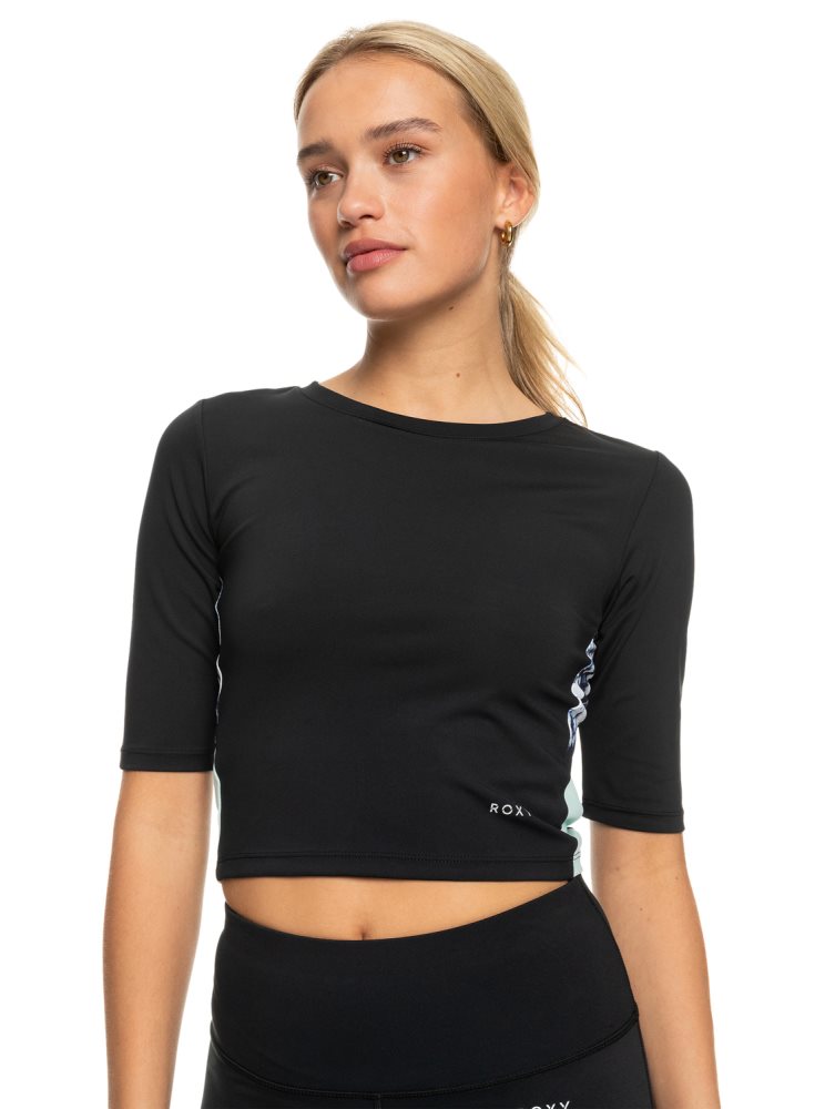 T Shirts Roxy Escape From LA Crop Sports Noir Femme | BWQ-29219362